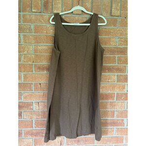 J. Jill Womens Brown Sleeveless Tank Dress XL Soft Stretch Cotton Blend Casual